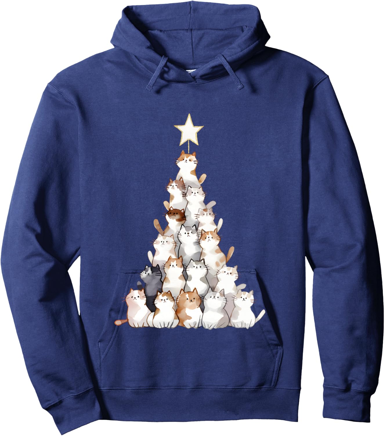 Arbre à Chat Amusant pour Hommes, Femmes, Enfants, Chat Moche de Noël Manche Longue Hoodie - Hoodie | Navy