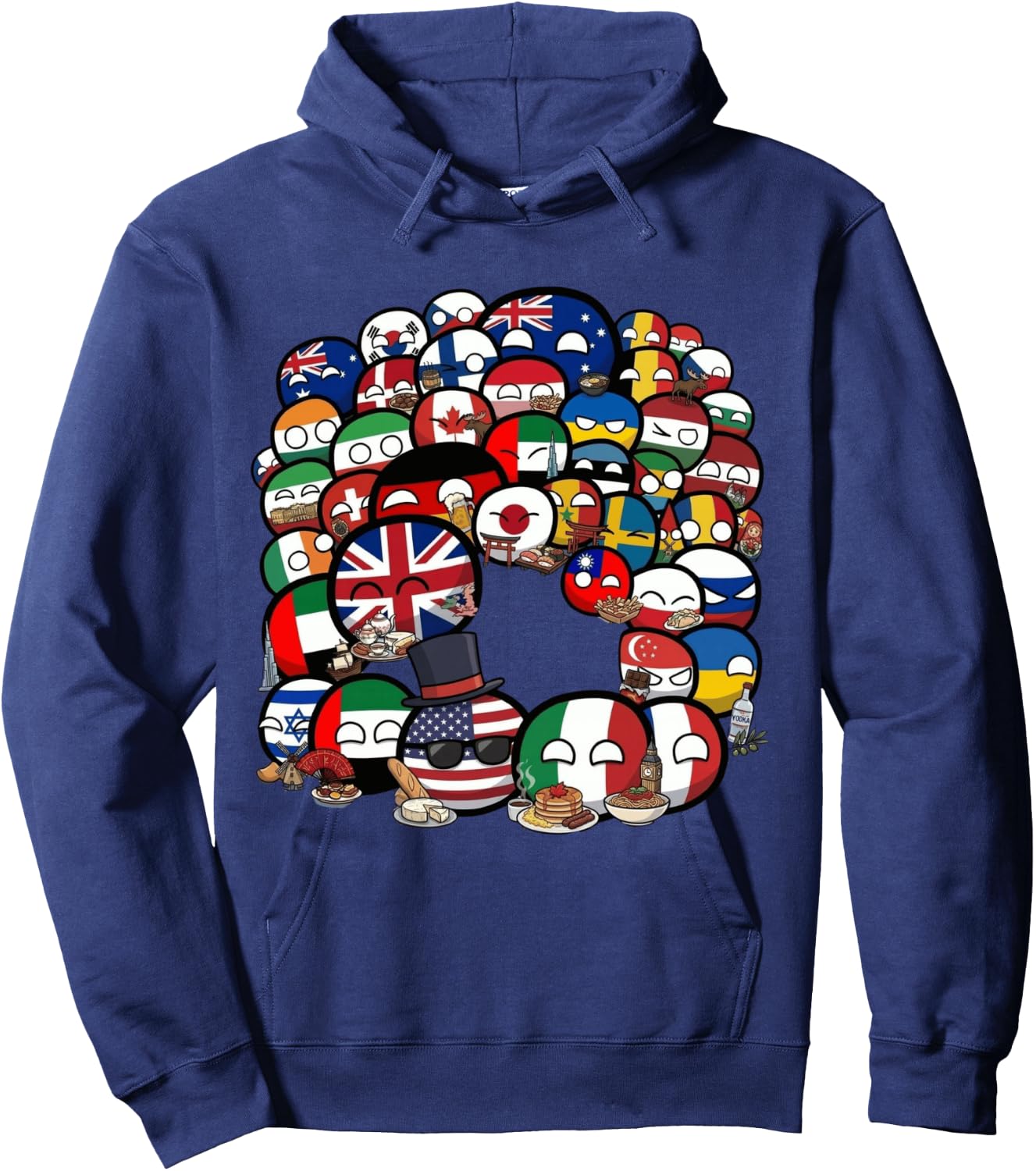 Countryballs Foto von Nationen Langarmshirt Hoodie - Hoodie | Navy