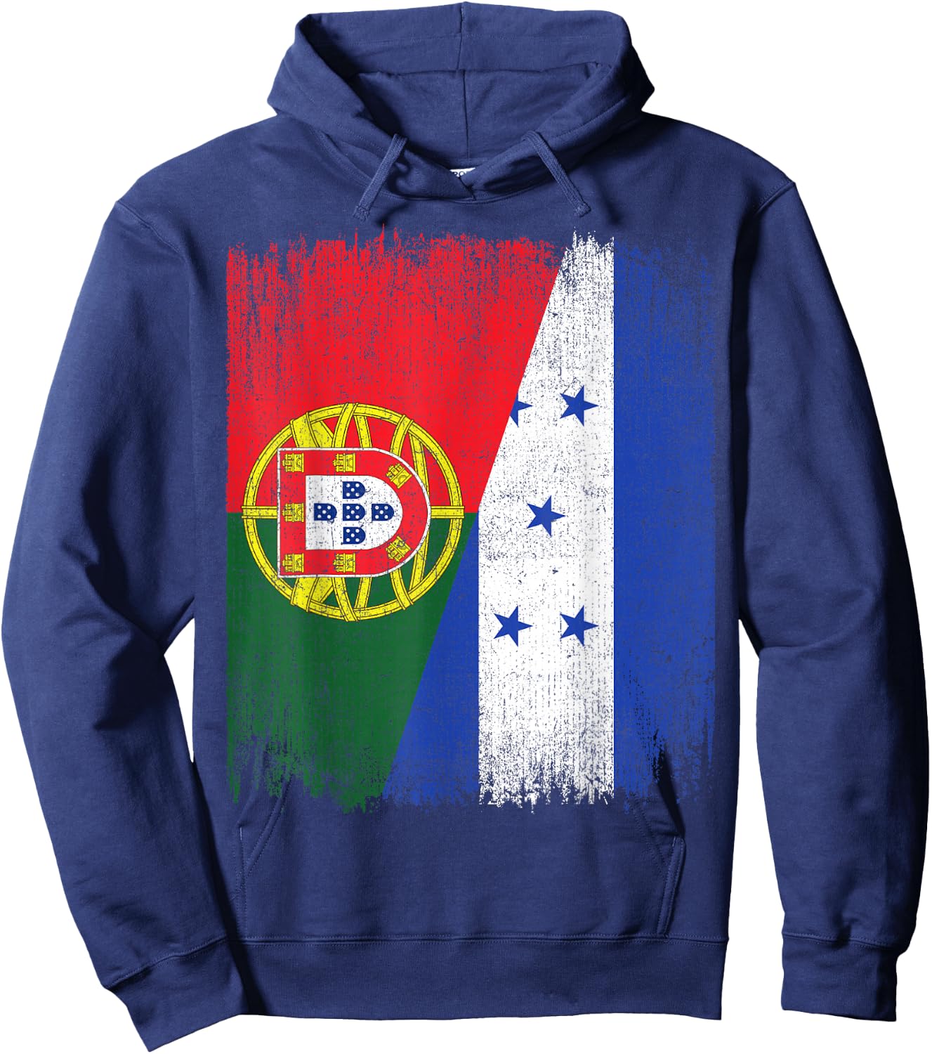 Half Portugal Honduras Split Flag Portuguese Pride Roots Hoodie - Hoodie | Navy
