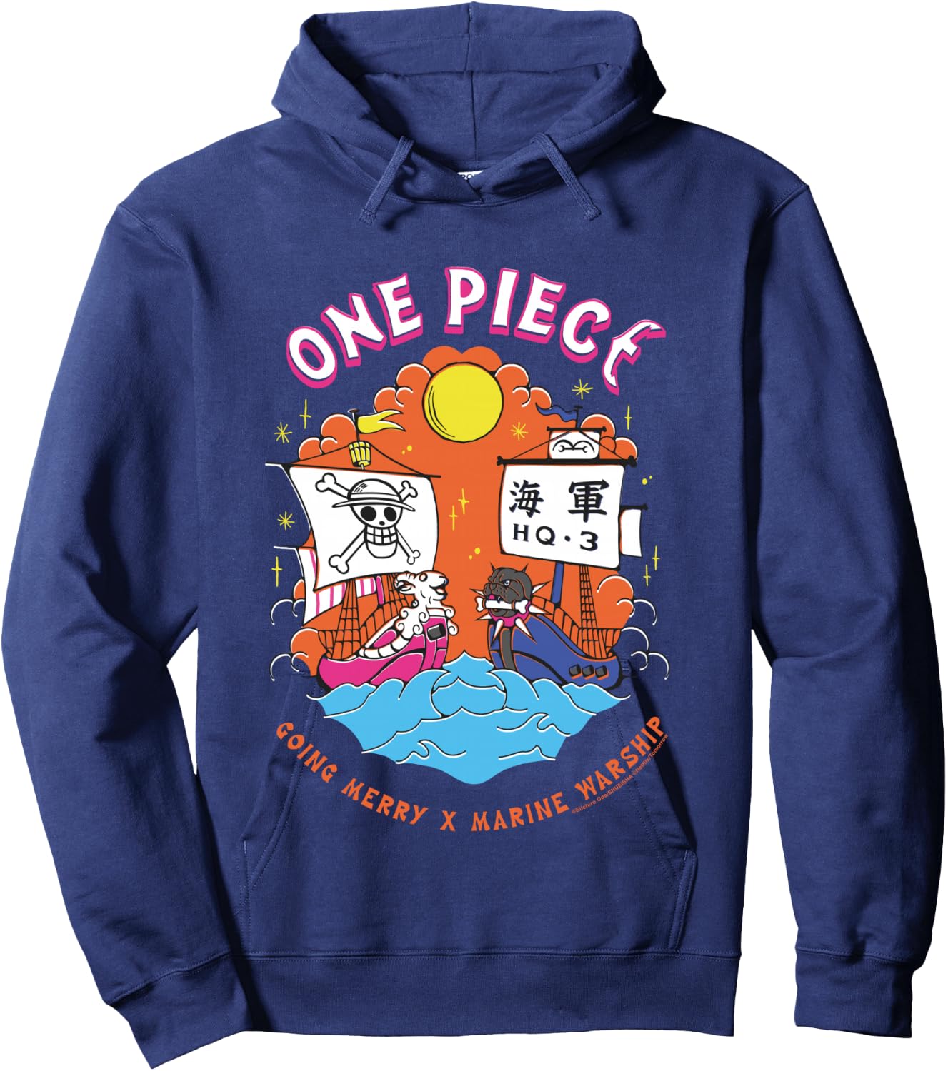 One Piece Going Merry X Navy Warship Straw Hat Pirates Hoodie - Hoodie | Navy