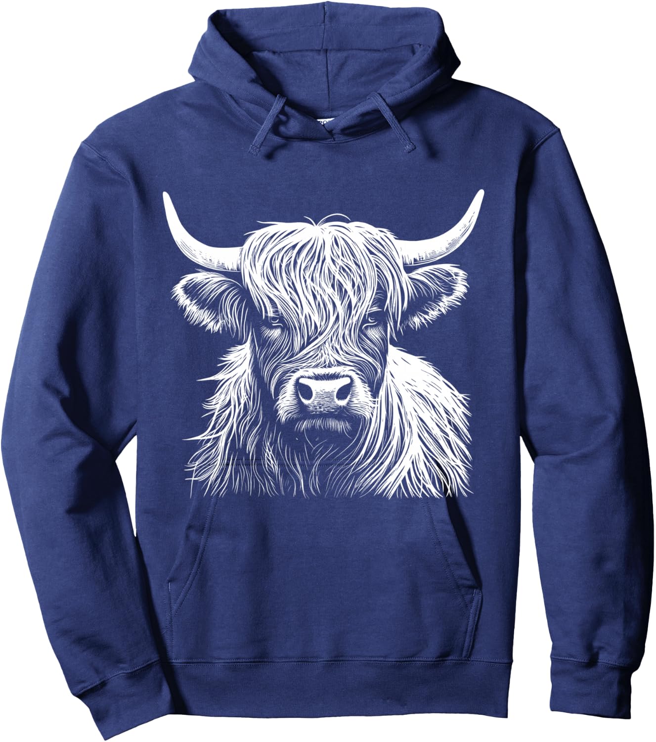 Highland Cow Scotland Scottish Fluffy Cow Cute Highland Coo Hoodie - Hoodie | Navy