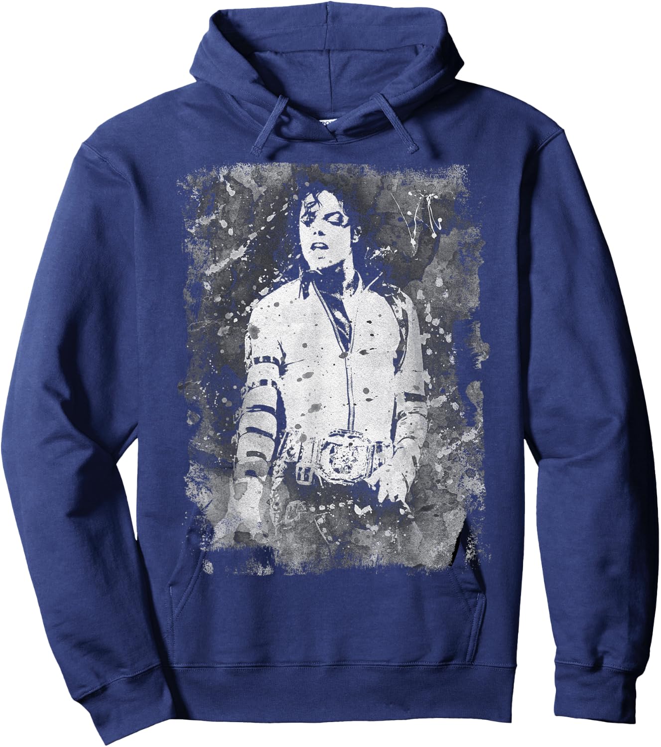 Michael Jackson Bad World Tour 1988 Black and White Splatter , Black, S Hoodie - Hoodie | Navy
