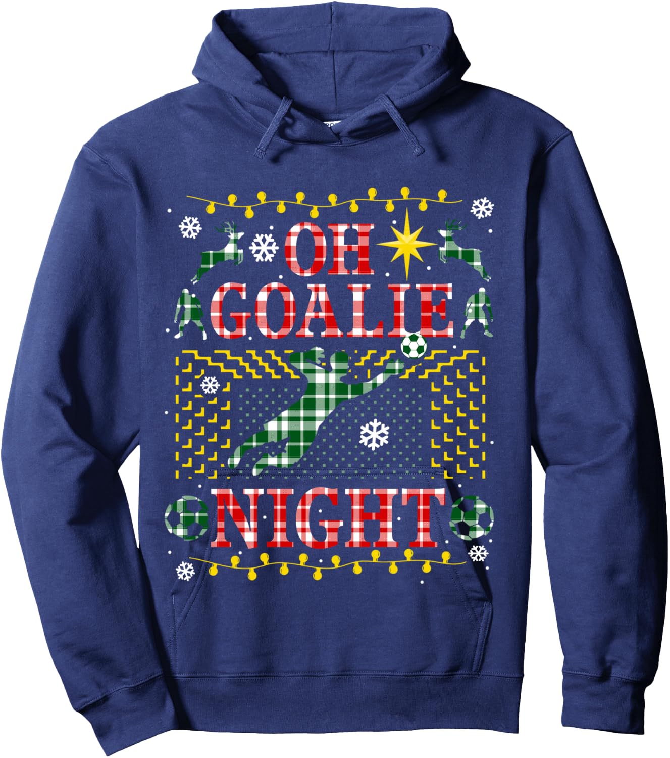 Funny Soccer Goalie Ugly Christmas Sweater Party Goal Keeper Hoodie - Hoodie | Navy