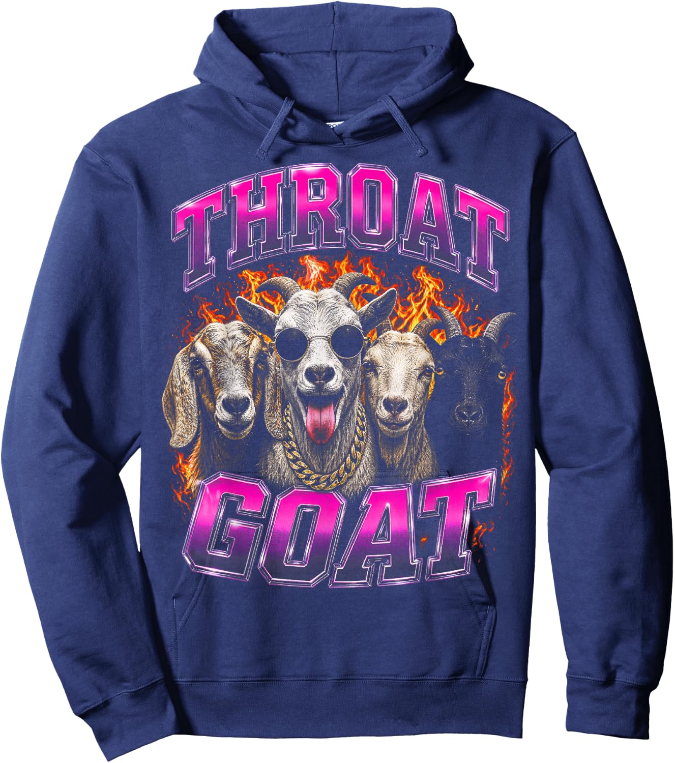 Throat Goat Funny Adult Humor Bootleg Y2K Graphic Hoodie - Hoodie | Navy