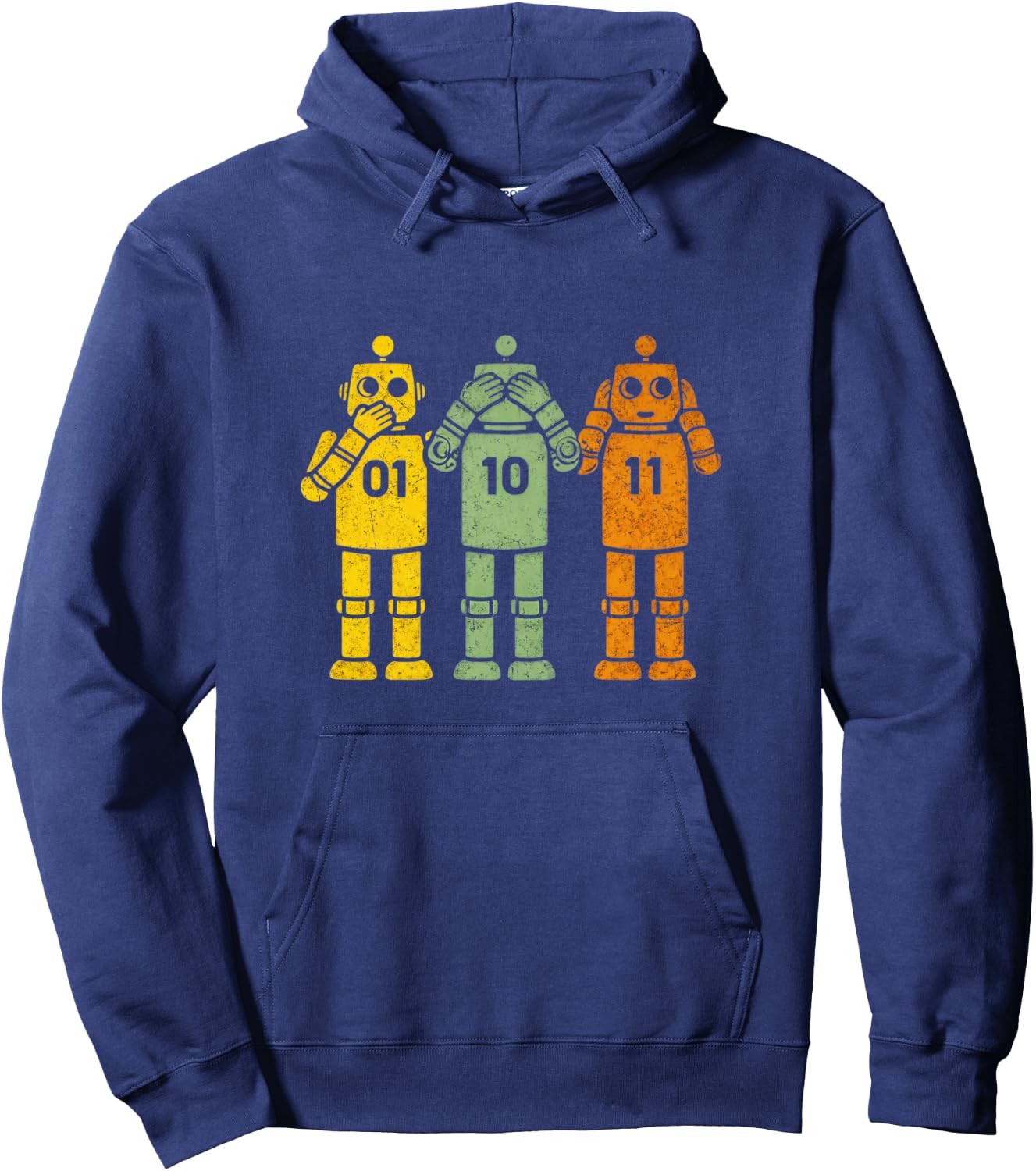 Funny 01 10 11 Binary Men Women Robot Geek 01 10 11 Robot Hoodie - Hoodie | Navy