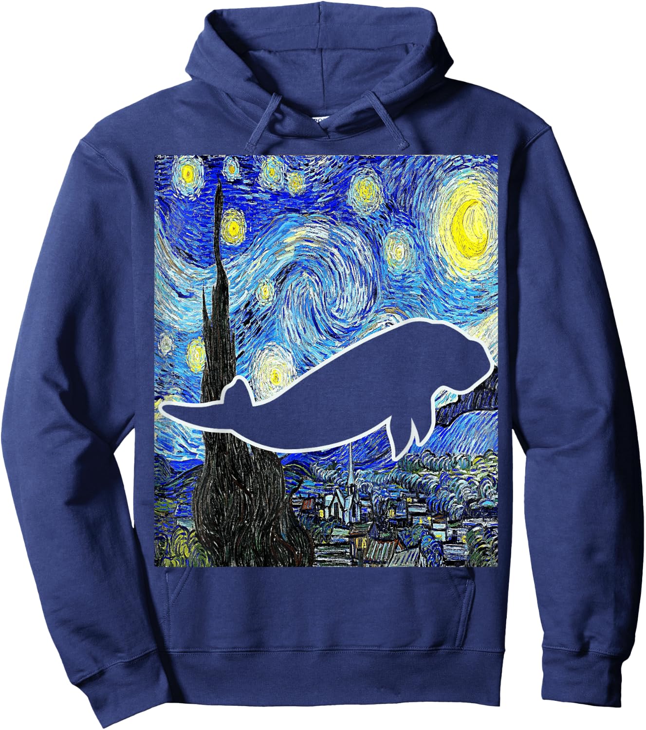 Dugong Starry Night Dugong Lover Oceanography Manatee Hoodie - Hoodie | Navy