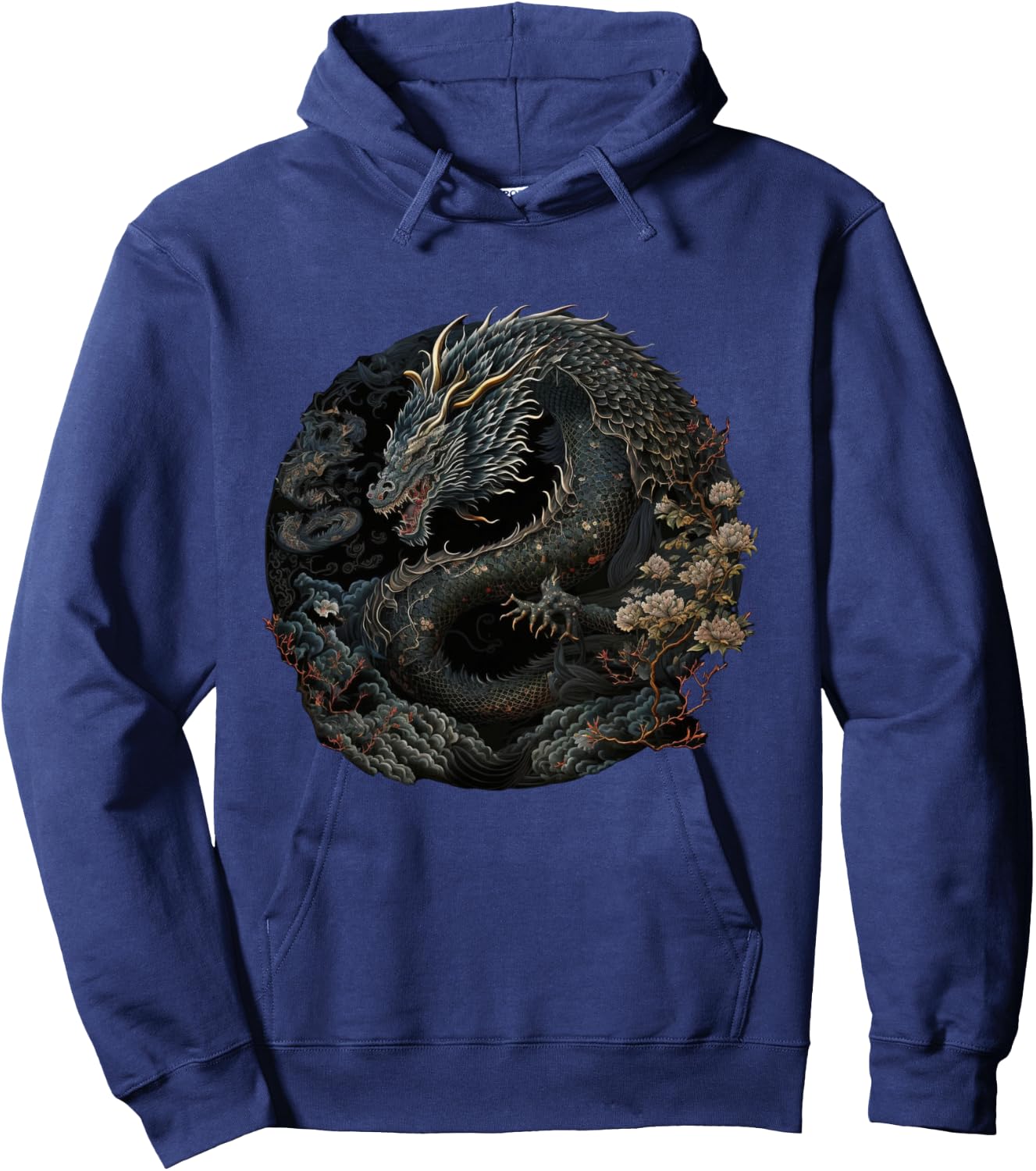 Japanese Art Dragon Japan Chinese Asian Graphic Print Hoodie - Hoodie | Navy