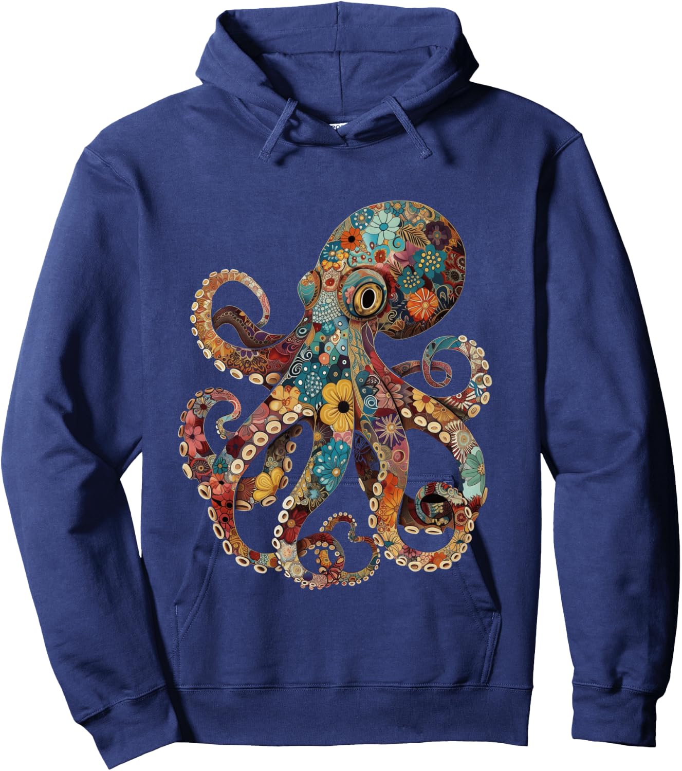 Octopus Floral Vintage Flowers Squid Kraken Scuba Diving Hoodie - Hoodie | Navy