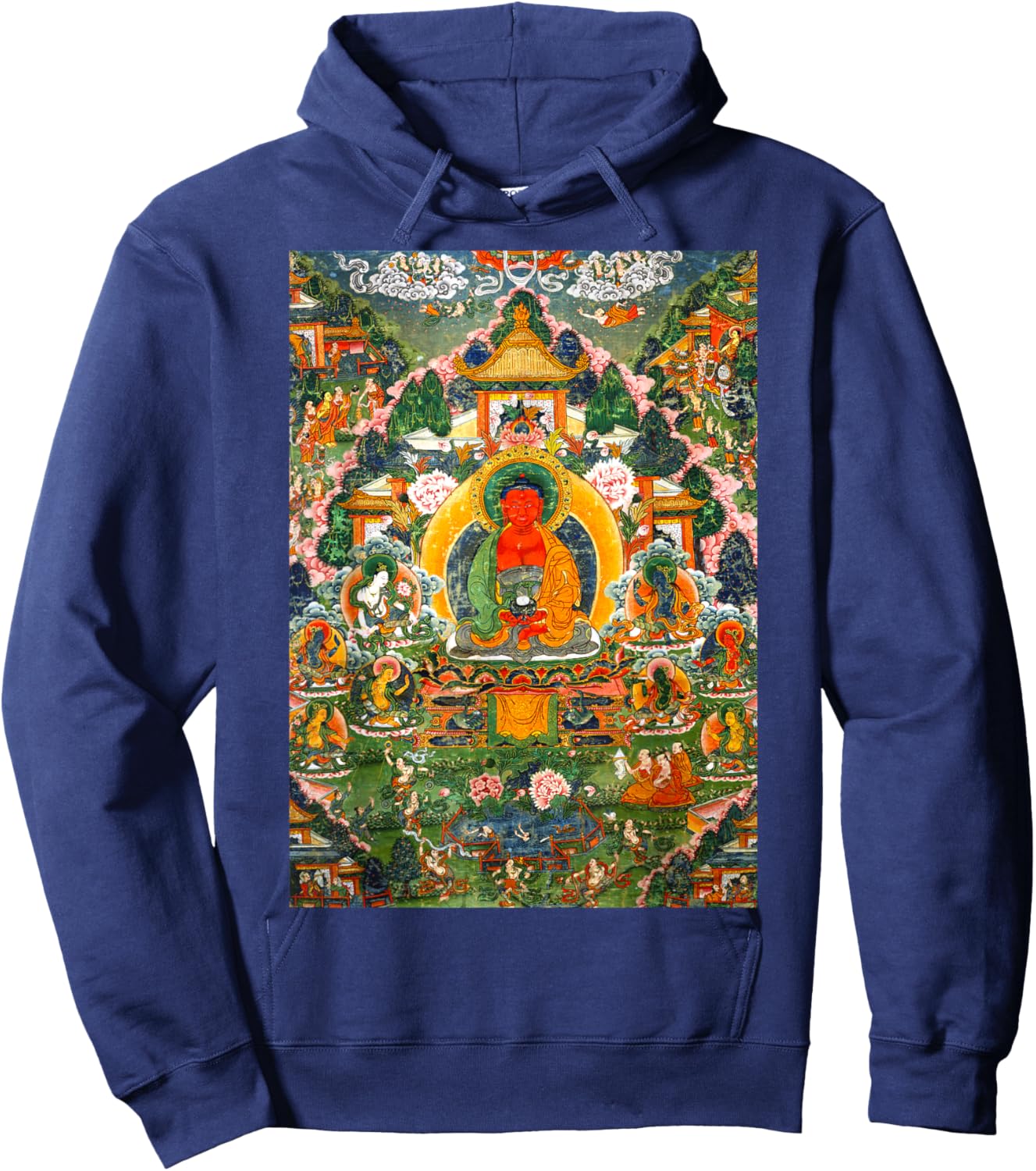 Buddha Amitabha Tibetan Buddhist Thangka Mandala Buddhism Hoodie - Hoodie | Navy