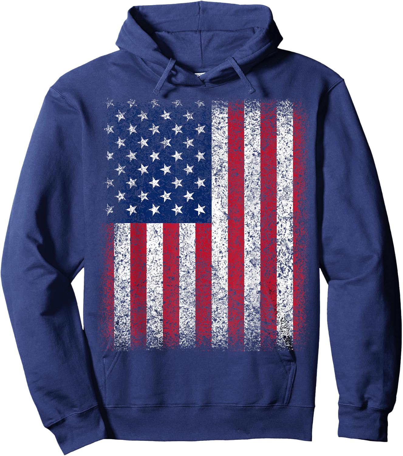 American Flag Patriotic USA Flag Red White Blue Distressed Hoodie - Hoodie | Navy