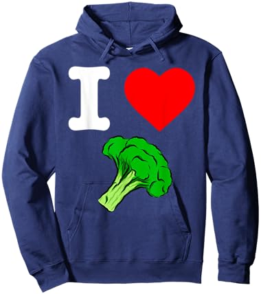 I Love Broccoli I Heart Vegetables Organic Vegan Life Hoodie - Hoodie | Navy