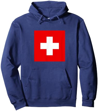 Swiss Flag Switzerland Classic Cross Design Square Logo Hoodie - Hoodie | Navy