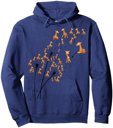 Dandelion Giraffe Flower, Giraffe Tree Floral , grey, S Hoodie - Hoodie | Navy