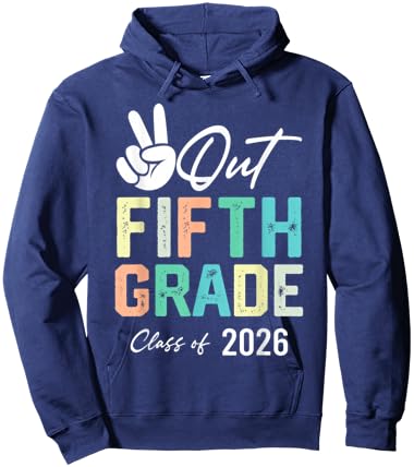 Peace Out Fifth Grade Class of 2026 Graduation Kids Hoodie - Hoodie | Navy
