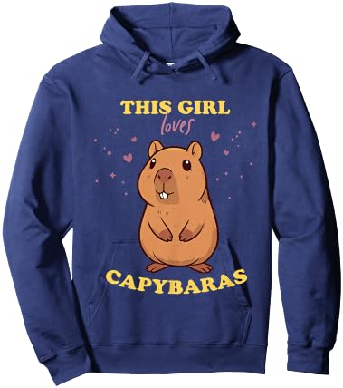 Adorable Capybara Girl Rodent & Guinea Pig Fan , Blue, Female X-Small Hoodie - Hoodie | Navy