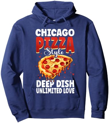Chicago Pizza Lover Deep Dish Funny Italia Foodie Hoodie - Hoodie | Navy