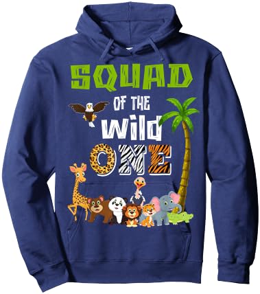 Squad Of The Wild One Zoo Themed 1st Birthday Party Hoodie - Hoodie | Navy