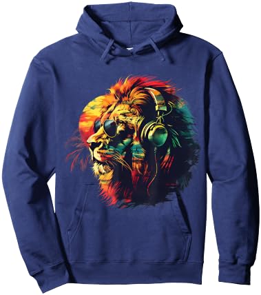 Rasta Reggae Lion Of Judah Jamaican Reggae Music Headphone Hoodie - Hoodie | Navy