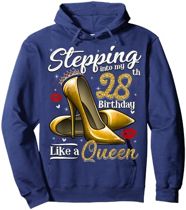 High Heels Stepping Into My 28th Birthday 28 and Fabulous Hoodie - Hoodie | Navy