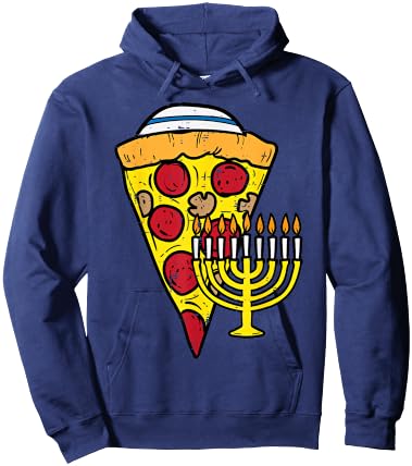 Hanukkah Pizza Funny Food Chanukah Jewish Men Women Kids Hoodie - Hoodie | Navy