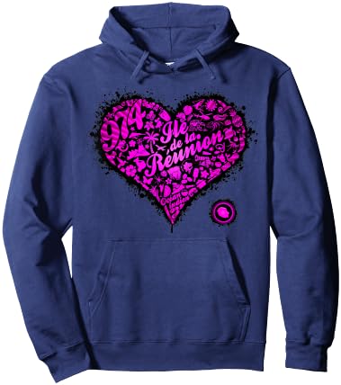 974 Reunion Island - Graffiti C24 - Heart - Pink Hoodie - Hoodie | Navy