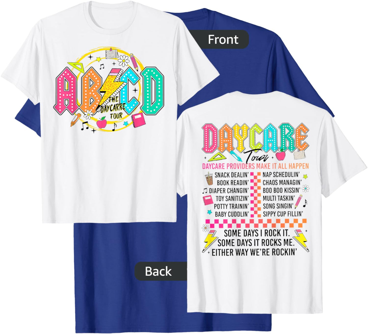 (2sided Front+Back) Retro The Daycare Tour, ABCD lightning T-Shirt - T-Shirt | Royal