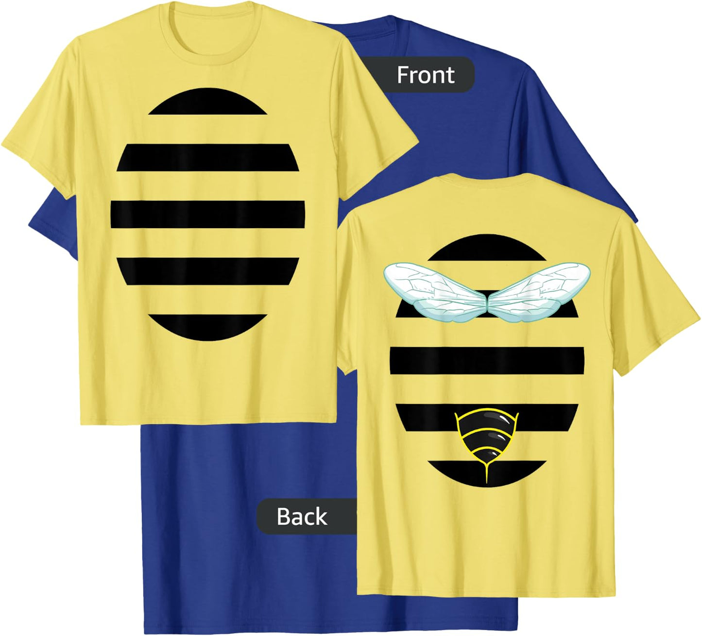 Bumblebee Costume Stripes Wings Stinger Front and Back T-Shirt - T-Shirt | Royal
