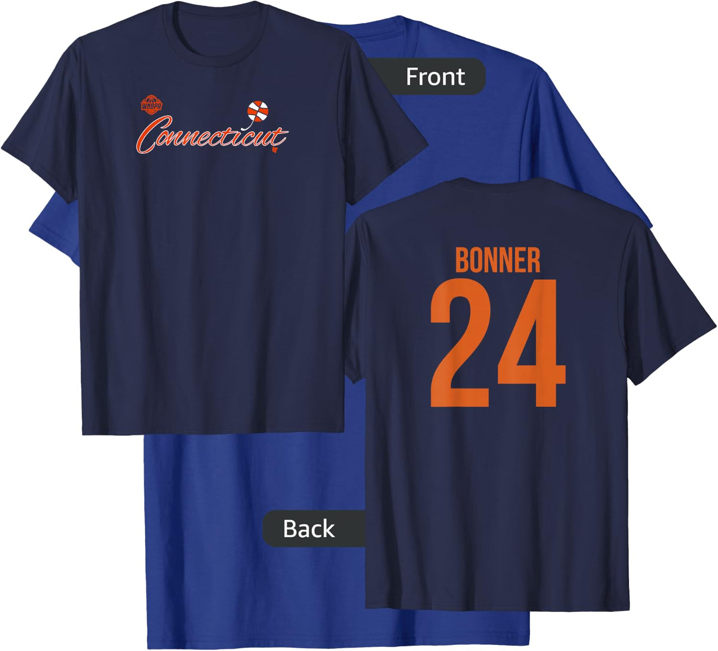 DeWanna Bonner 24 - Number on Back - Connecticut Basketball T-Shirt - T-Shirt | Royal