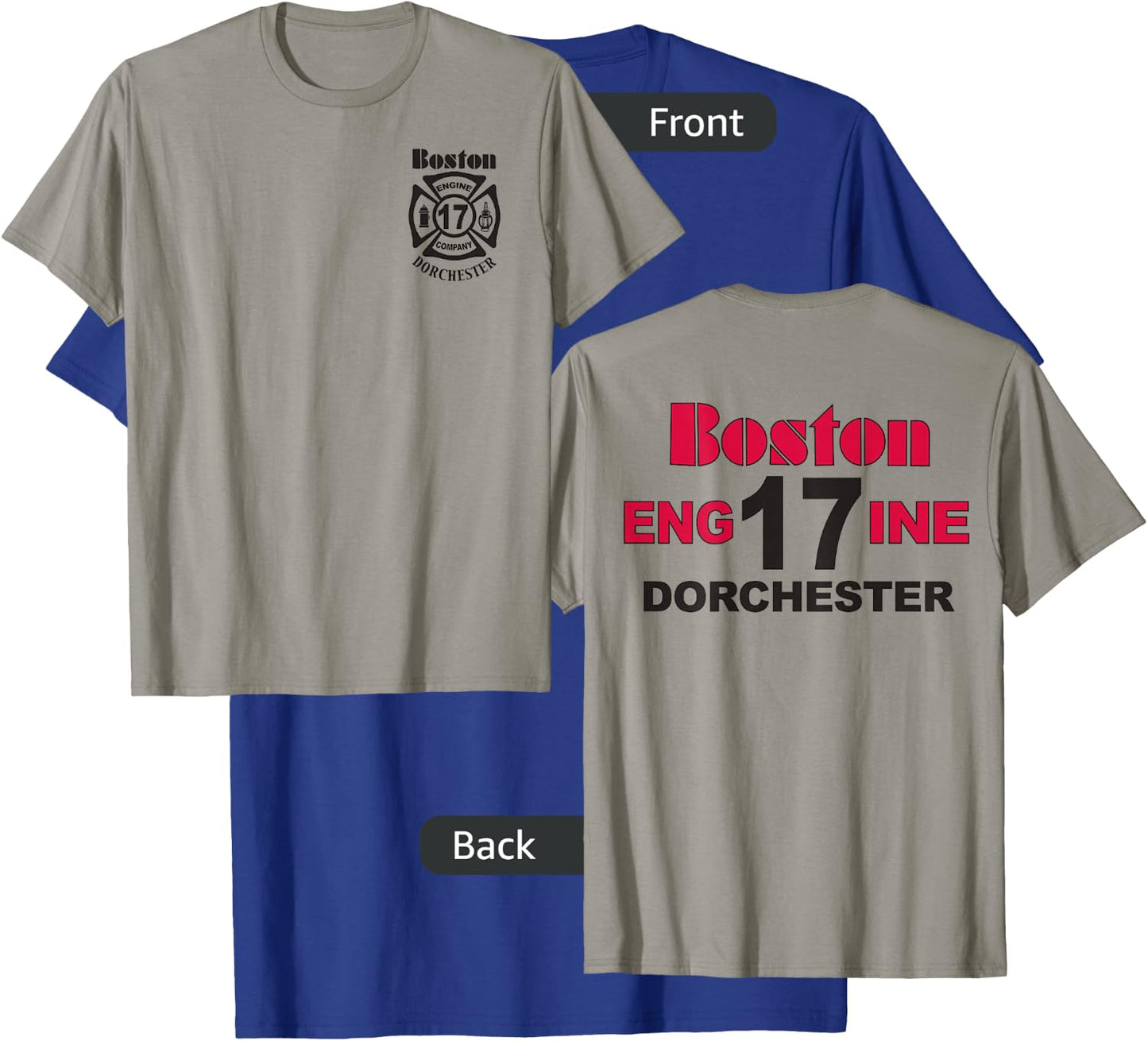Boston Fire Department Engine 17 Dorchester - Dark Graphics T-Shirt - T-Shirt | Royal