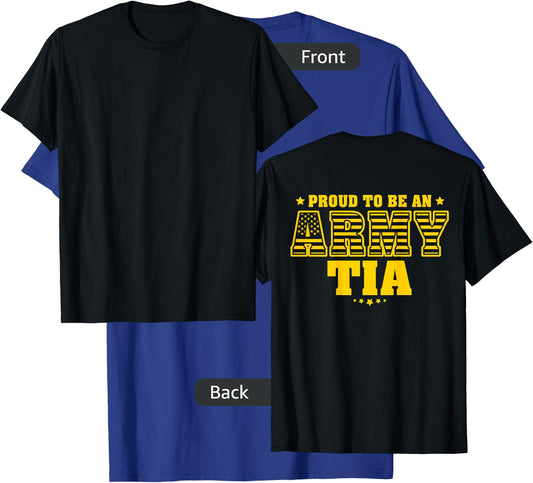 Proud To Be An Army Tia - US Flag Pride Military Aunt T-Shirt - T-Shirt | Royal