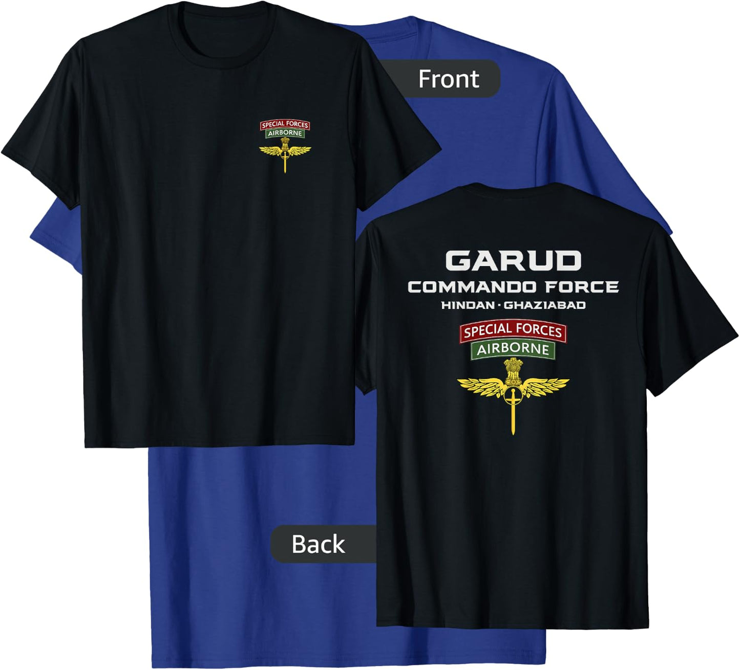 Garud Commando Indian Special Force Army BACKPRINT T-Shirt - T-Shirt | Royal