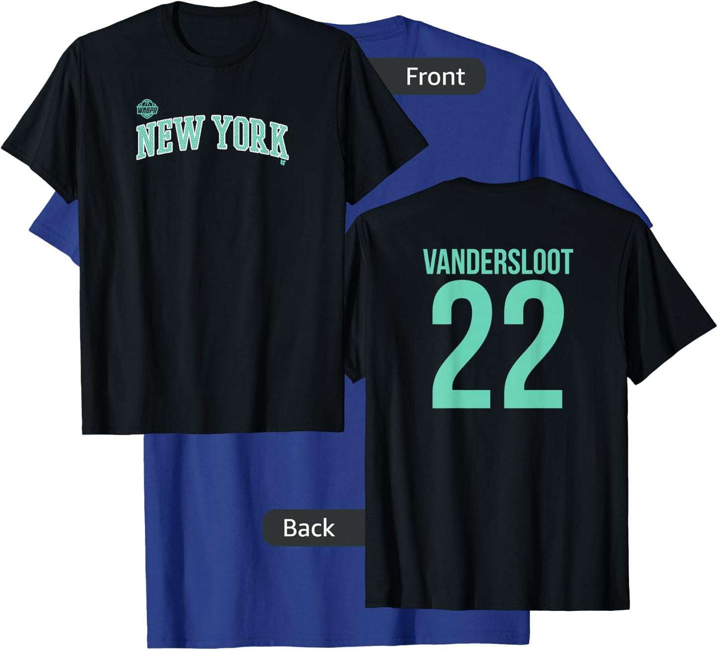 Courtney Vandersloot 22 -Number on Back- New York Basketball T-Shirt - T-Shirt | Royal