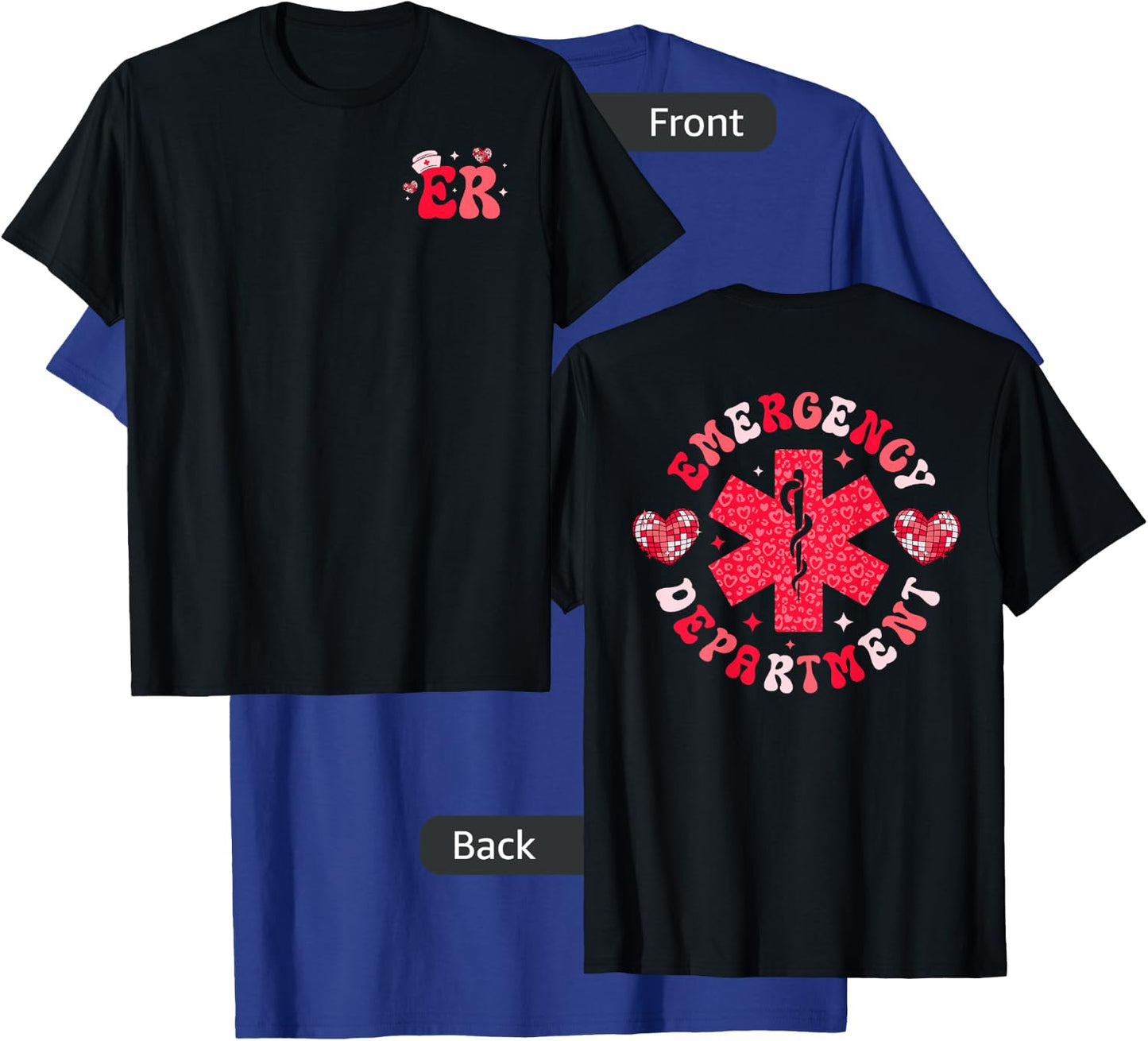 Emergency Department Valentines Day ER Nurse ED Tech Nursing , Small T-Shirt - T-Shirt | Royal