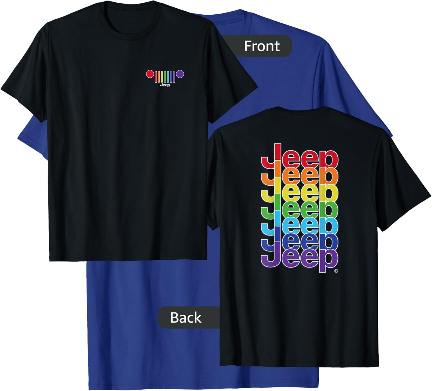 Jeep Grille Pride Flag - White Logo (Two-Sided) T-Shirt - T-Shirt | Royal