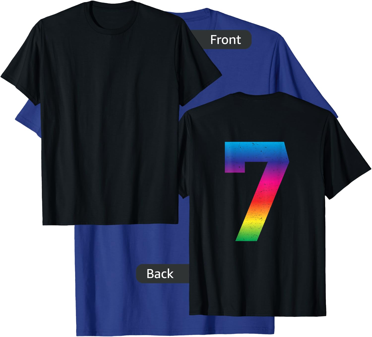 #7 Jersey Uniform Lucky Number Rainbow T-Shirt - T-Shirt | Royal