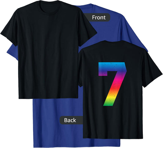 #7 Jersey Uniform Lucky Number Rainbow T-Shirt - T-Shirt | Royal