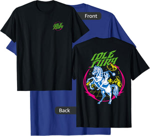 VIEW BACK PRINT Idle Fury Cyber Warrior Woman Battle Horse T-Shirt - T-Shirt | Royal