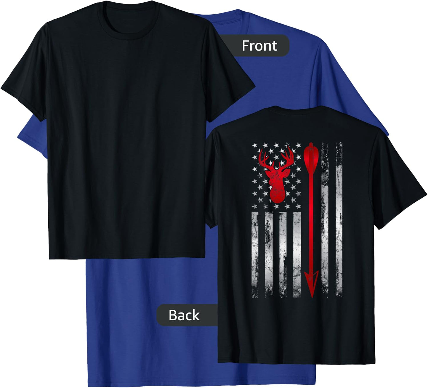 BowHunter Patriotic American USA flag Deer Bow Hunting T-Shirt - T-Shirt | Royal