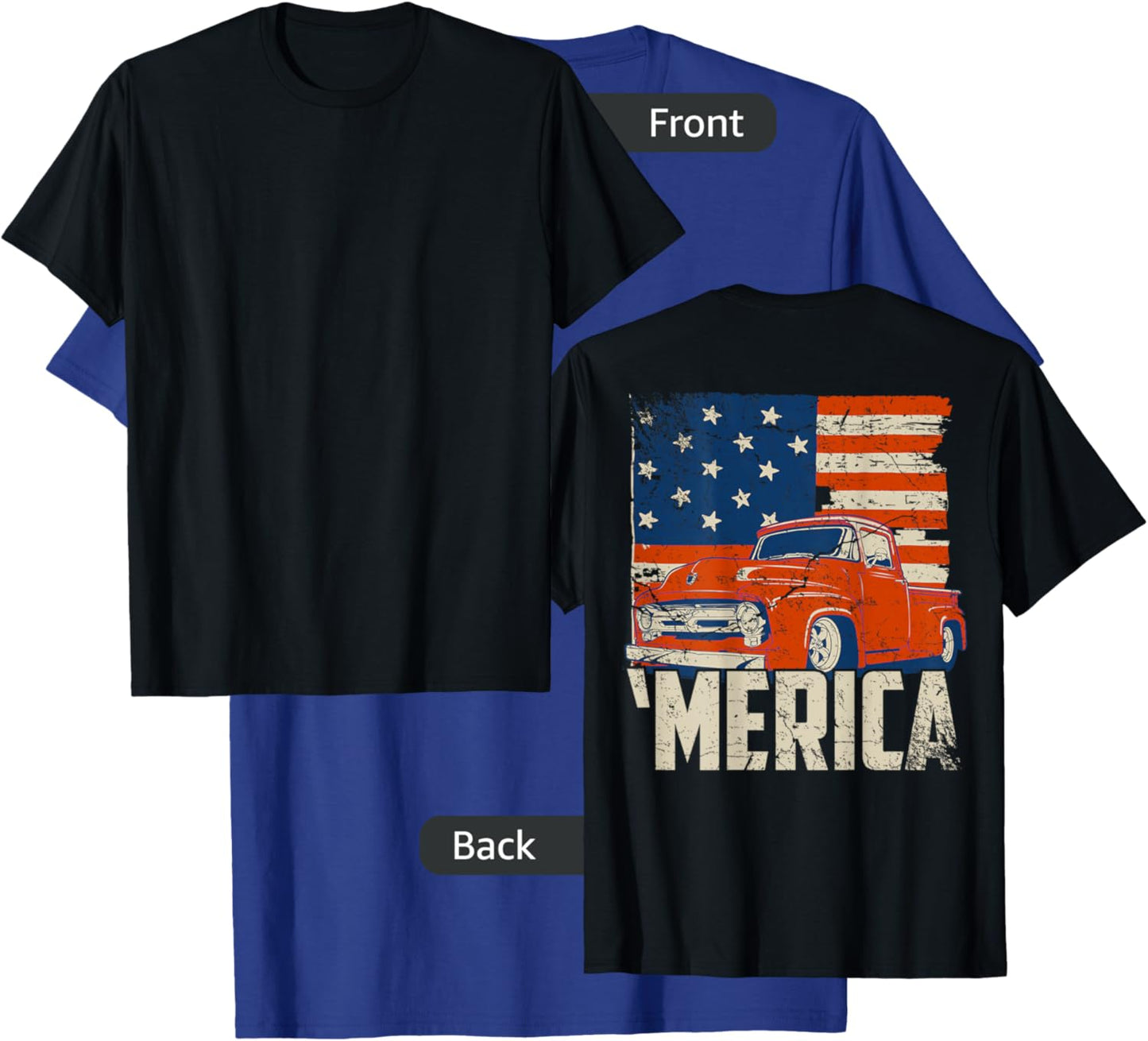1953 Pickup truck and flag 'Merica shirt Classic truck T-Shirt - T-Shirt | Royal