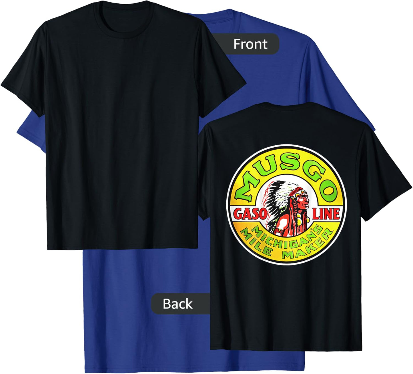 Back Only Print Retro Vintage Gas Station Musgo Gasoline T-Shirt - T-Shirt | Royal