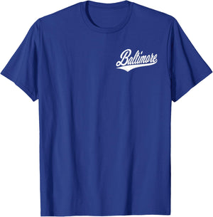 Baltimore Maryland Varsity Script Vintage Retro Sports Style T-Shirt - T-Shirt | Royal
