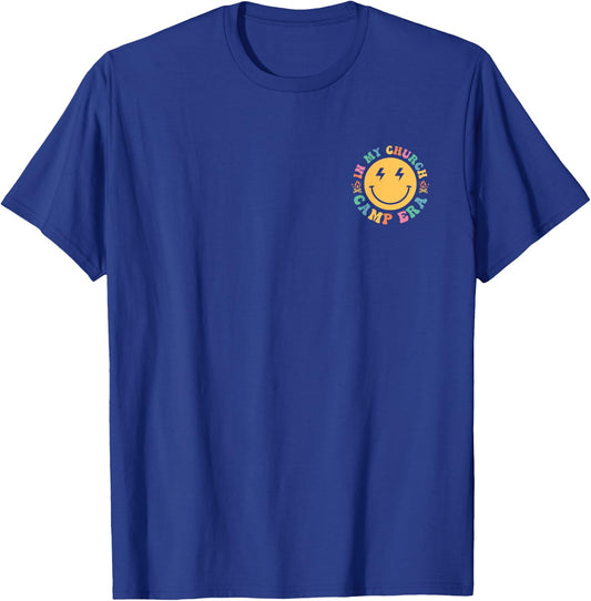 In My Church Camp Era Retro Funny Summer Camping (2 Sides) T-Shirt - T-Shirt | Royal