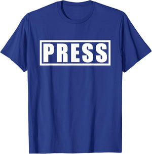 Press Reporter Shirt Front and Back Text T-Shirt - T-Shirt | Royal