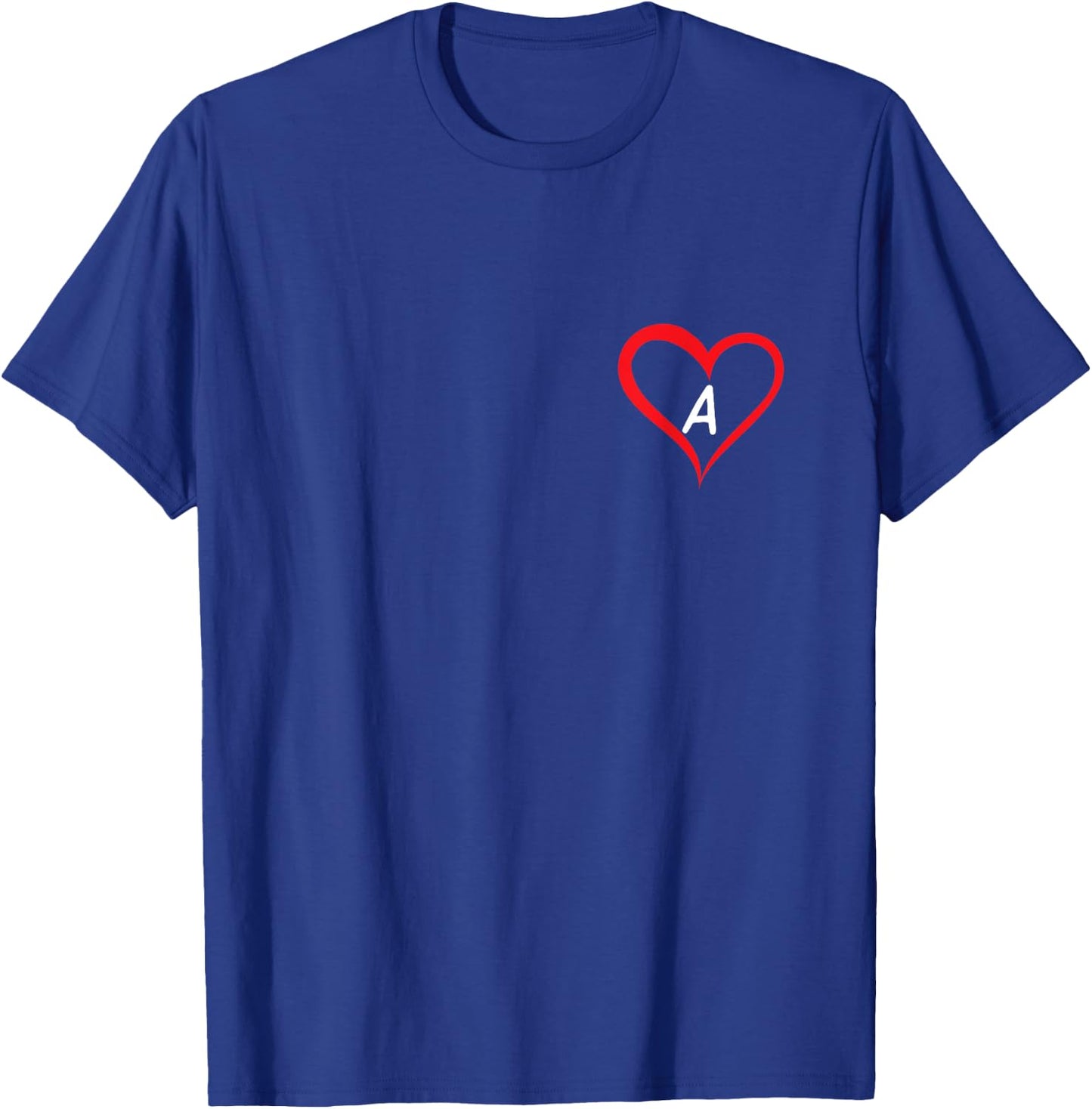 Heart with Letter A , Black, S T-Shirt - T-Shirt | Royal