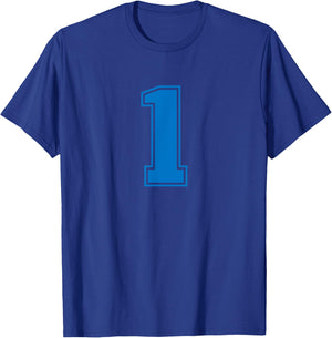 1 Blue Sports Jersey Lucky Number T-Shirt - T-Shirt | Royal