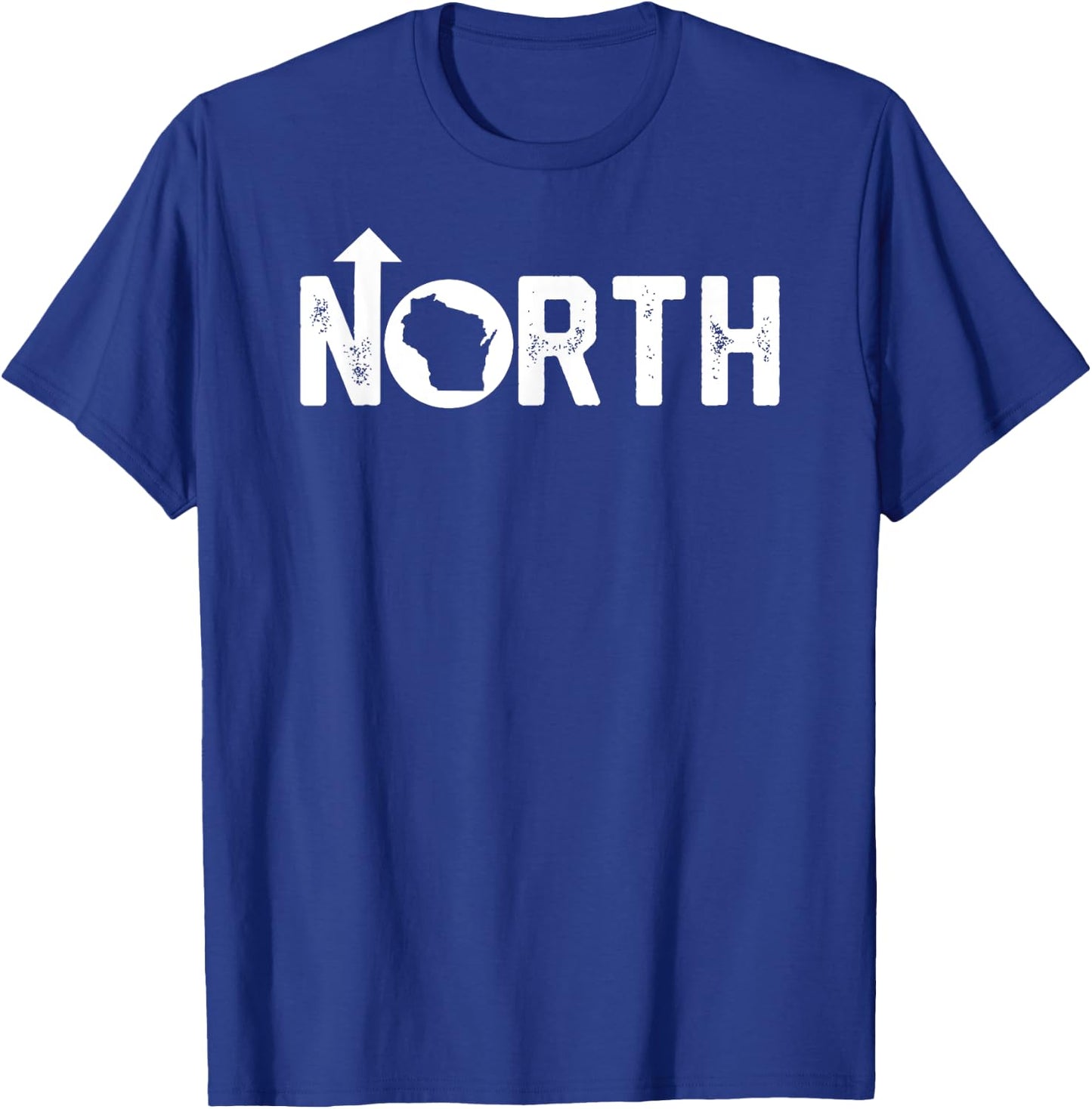 Vintage Up North Wisconsin Distressed Text T-Shirt - T-Shirt | Royal