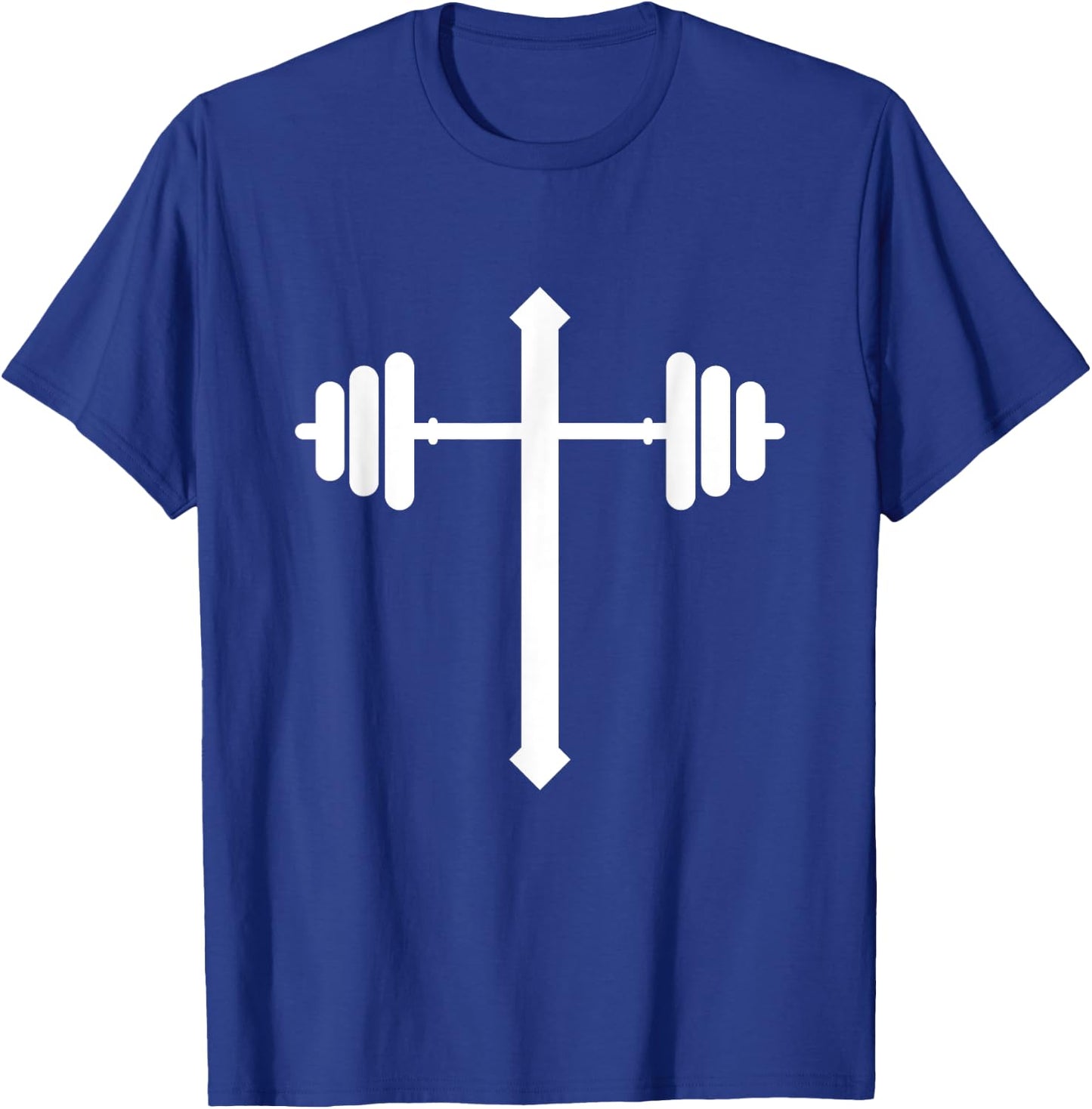 Barbell Dumbbell Cross Christian Jesus Gym Workout Lifting T-Shirt - T-Shirt | Royal