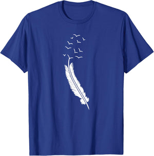 Flying Birds Flock Feather Cool Minimal Art Artists Gift T-Shirt - T-Shirt | Royal
