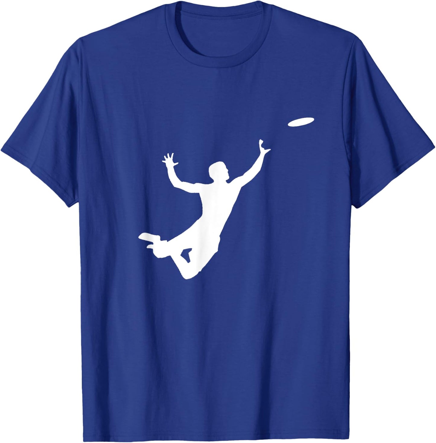 Ultimate Frisbee Silhouette | Frisbee Jumping Catch T-Shirt - T-Shirt | Royal