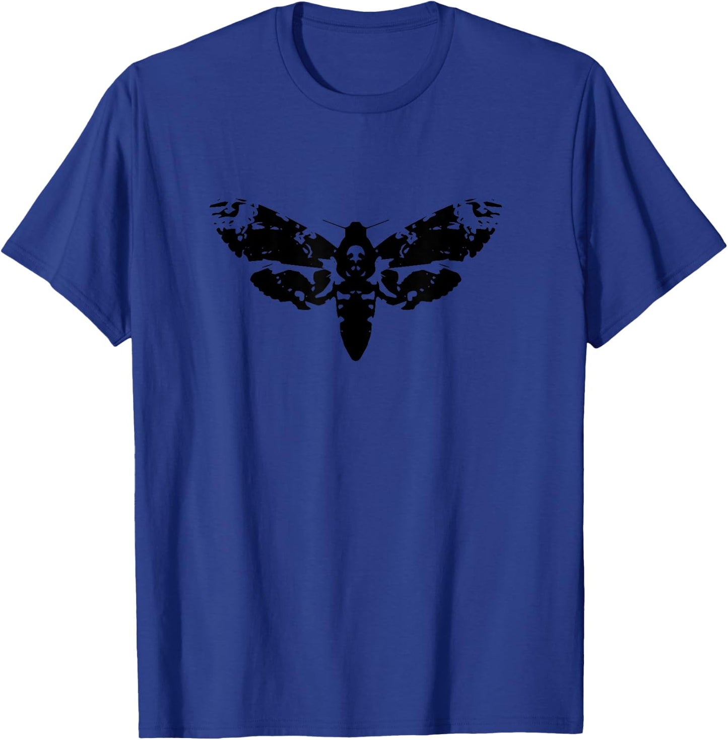 Goth Minimalist Death's Head Moth Outline Silhouette T-Shirt - T-Shirt | Royal